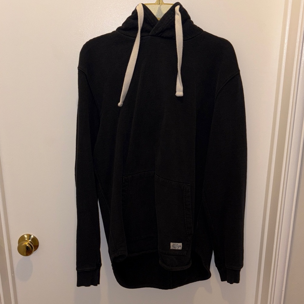 Black Hoodie with White Drawstrings